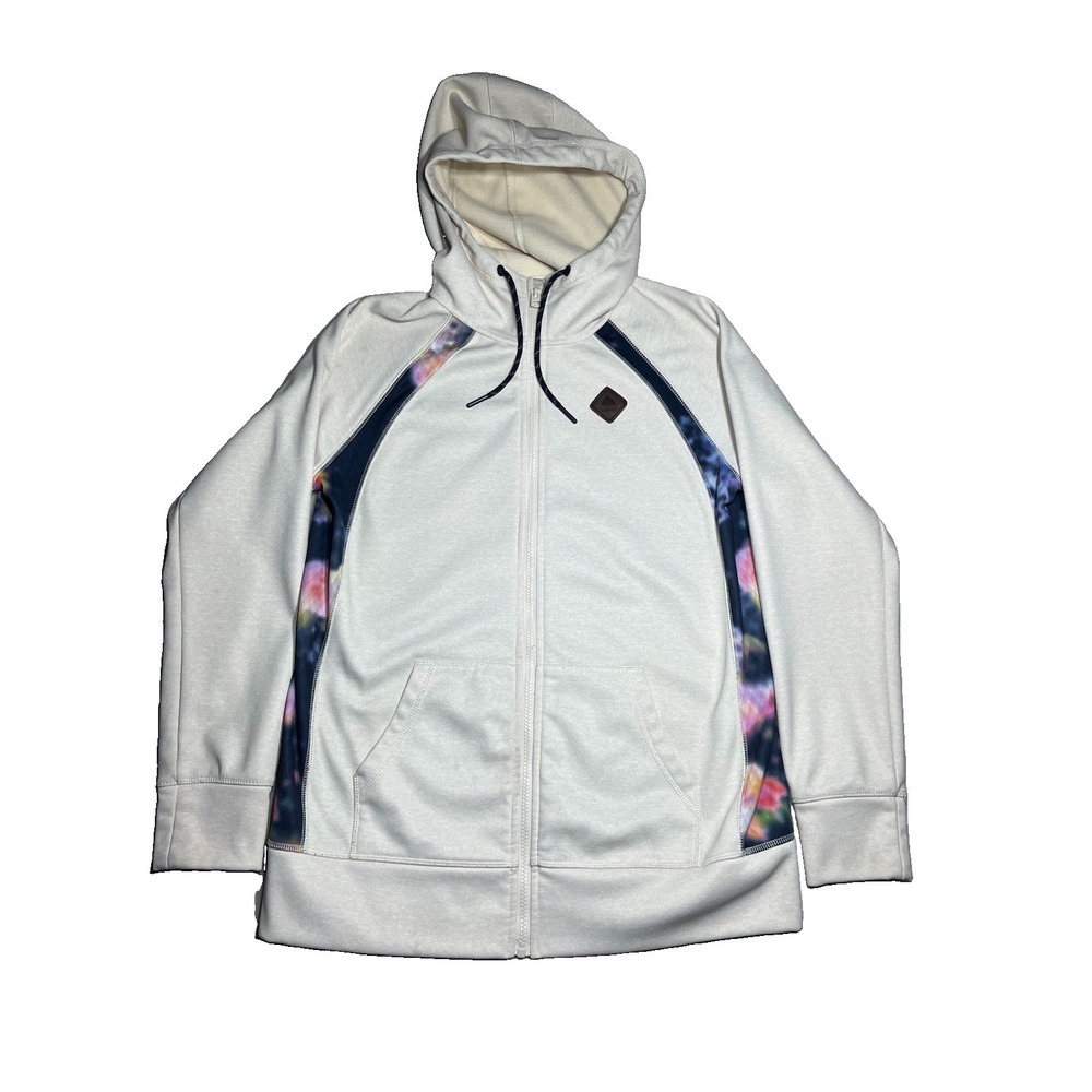Burton Women's M Full Zip Hoodie Snowboarding Ski Snow Winter Fleece Cream Beige
